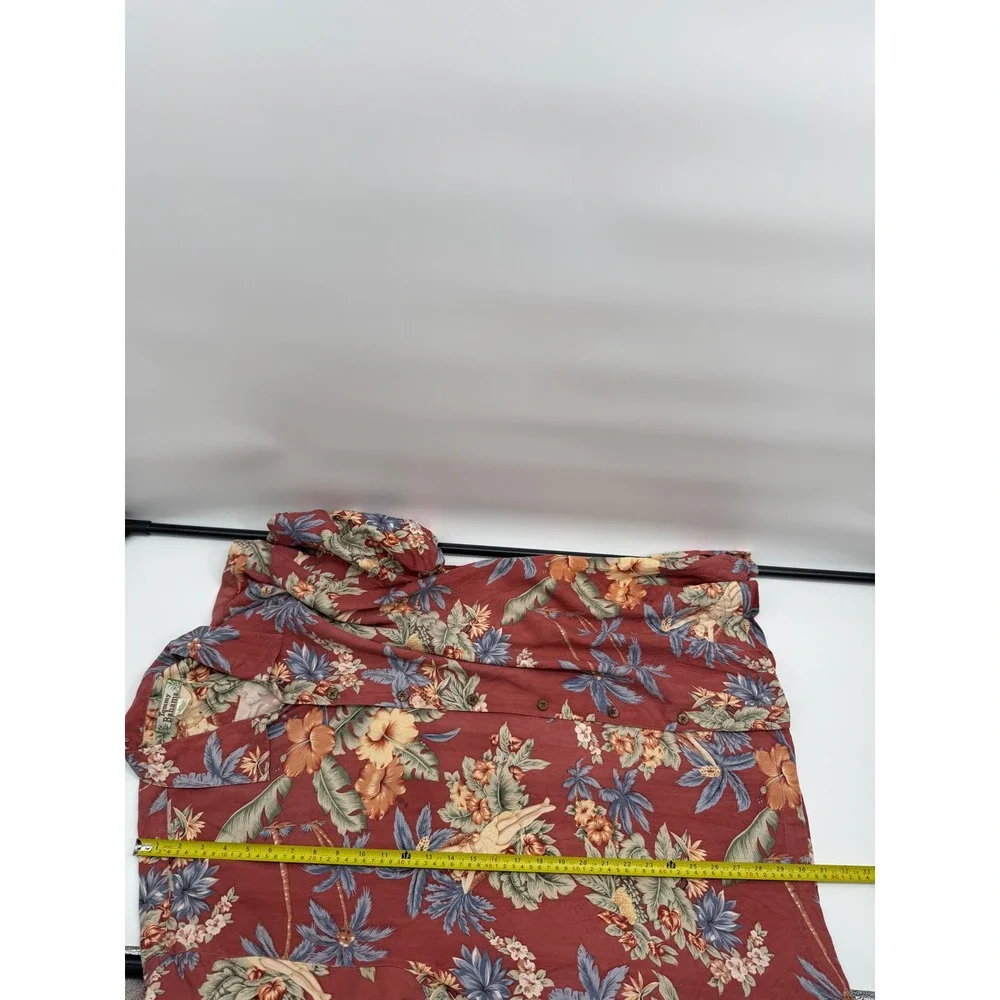 Tommy Bahama Mens XXL Red Silk Hula Girl Palm Tree Tropical Camp Shirt